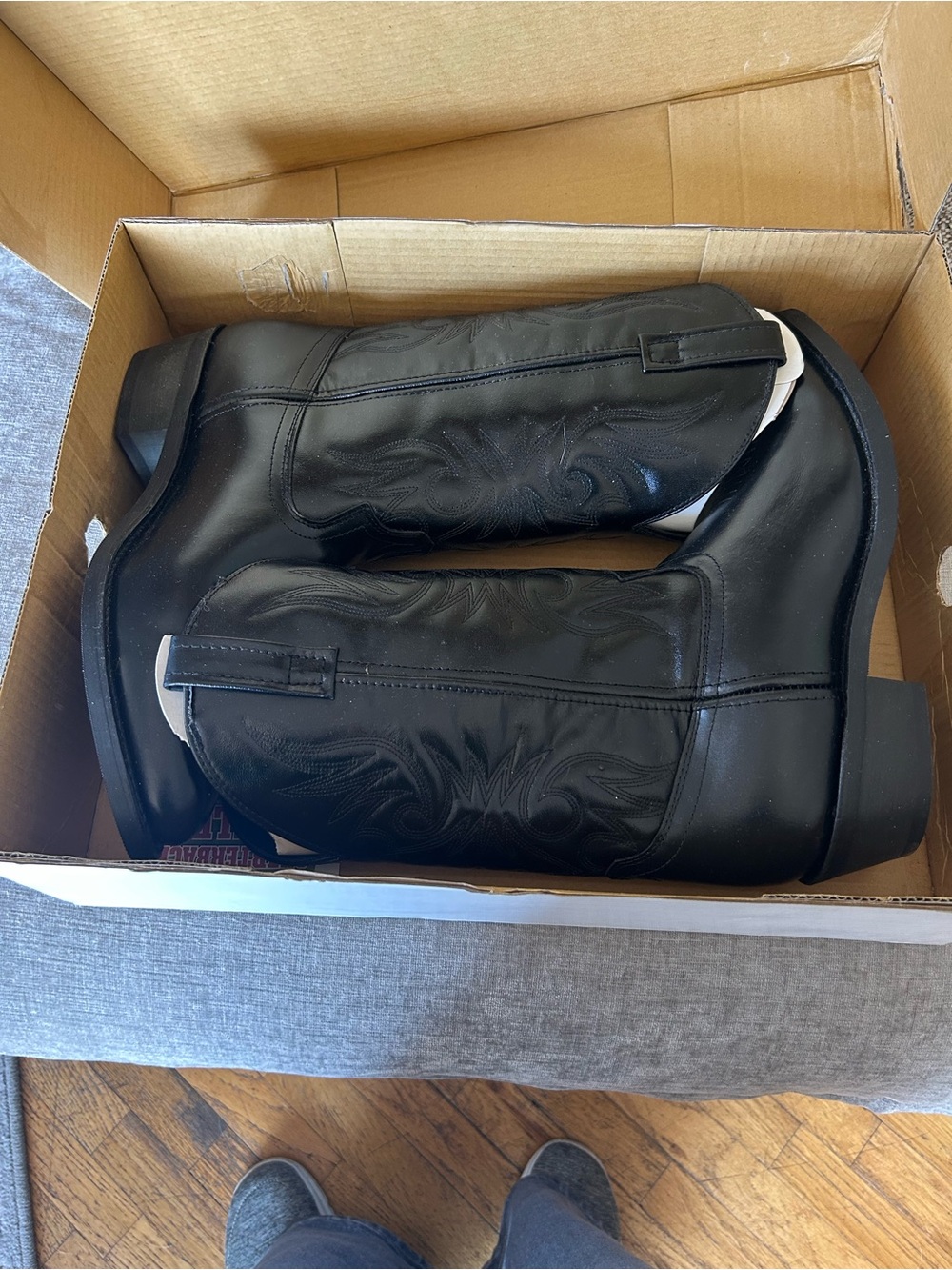 NIB Laredo Men's Paris Black Leather Western Cowboy Boots 4240 - Size 11.5 D